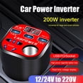 thumbnail image 2 of 200W Car Power Inverter Converter with QC USB Charger, 12V/24V Cup Type Adapter for Vehicle Phones, Tablets, Dash Cams, Universal Auto Outlet, 2 of 8
