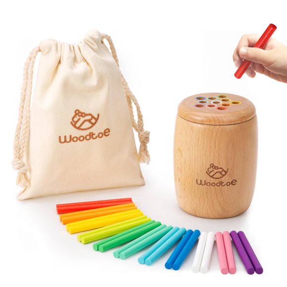 Palitos Montessori de madera con punta de madera, 11 colores, de 1 a 3 años