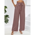thumbnail image 6 of Chiclily Women Wide Leg Pants with Pockets High Waist Loose Belt Flowy Casual Trousers, US Size Small in Pink Black Stripe, 6 of 7