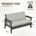 thumbnail image 4 of SERWALL Outdoor HDPE Patio Loveseat Sofa with Cushion,Weather-Resistant Patio Furniture for Poolside, Patio, Balcony, Porch & Backyard, Grey / Khaki, 4 of 10