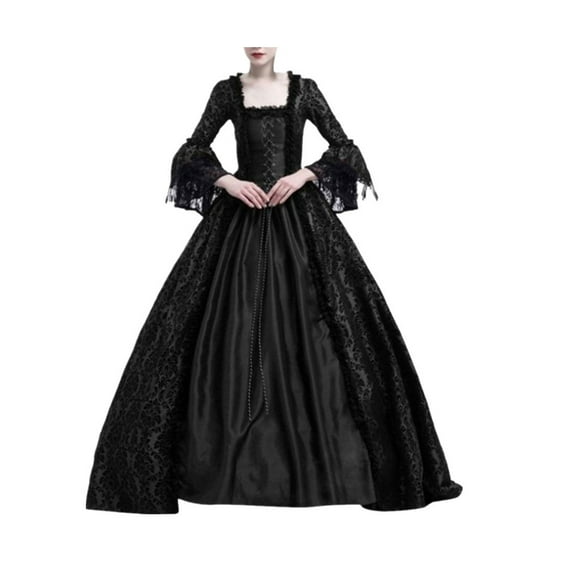 Ruimatai Women Princess Cosplay Dress Lace Floor Length Elegant Party Gown Sexy Long Sleeve Vintage Ball Gown Halloween Costume Prom Evening Wear