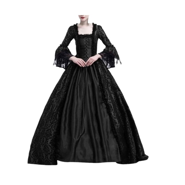 EGNMCR Robes d'Été Femmes Tendance 2024 Femmes Robe Rétro de Fête Princesse Cosplay Dentelle Longueur au Sol