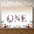 thumbnail image 4 of Yatrandify Floral Design ONE Birthday Banner Decorative First for Baby Celebration Party Photography, 4 of 7