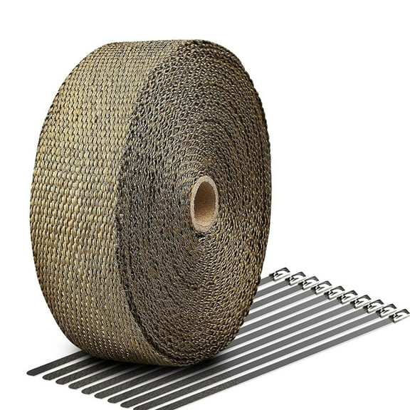 Heat Shield Insulation with Ties for Pipe 33Ft Length Roll Motorcycle Exhaust Tape Thermal Protections