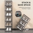 thumbnail image 4 of GARITIN Stackable Shoe Storage Boxes 12 Pack, Clear Plastic Sneaker Containers, Shoe Rack & Holder Substitute, Versatile Storage Bins for Closet, Entryway, Under Bed, Black, 4 of 7