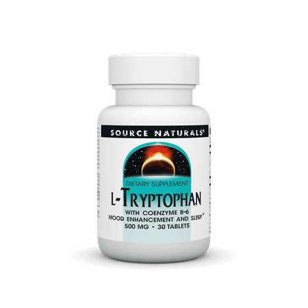 Source Naturals, L-Tryptophan with Coenzyme B-6 for Positive Mood Enhancement and Sleep 500mg 30 Tablets