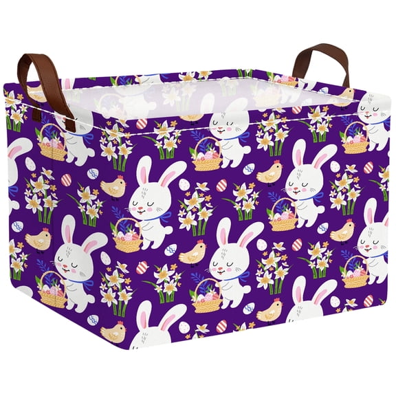ASKETAM Large Rectangular Easter Basket for Kids, Durable & Cute Gift Storage (Purple -01)