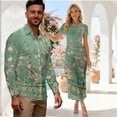 thumbnail image 2 of Psesaysky Boho Floral Bodycon Dress for Women,Shirts for Men,Vintage Couple Matched Clothes,Wedding Couple Party Outfit Tropical Vacation Luau Sets Short Sleeve Pencil Maxi Sundress Mens Shirts,S-3XL, 2 of 6