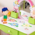 thumbnail image 3 of Mecor Kids Vanity Set, Little Girls Makeup Table w/Flower Mirror, Non-Toxic Hand Painted Children Vanity Desk with Stool Pink&Green, 3 of 7