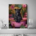 thumbnail image 6 of Mudket Black Panther in Pink Bathtub Tropical Floral Canvas Wall Art, Funny Bathroom Glam Wall Prints Waterproof Canvas for Bathroom Bedroom Home Decor , Framed Ready to Hang - 12"L x 8"W, 6 of 9