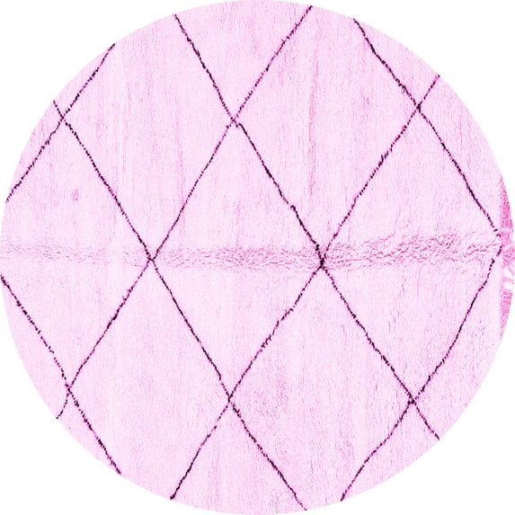 Ahgly Company Indoor Round Solid Pink Modern Area Rugs, 4' Round