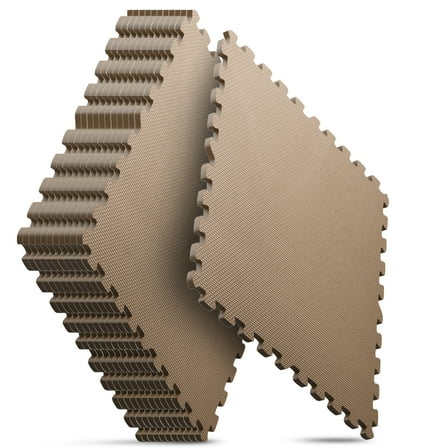 Home Gym Mat, Puzzle Exercise Mat, EVA Interlocking Foam Floor Tiles for Home Workout Equipment and Kids' Play Areas - Brown, 24 in x 24 in x ½ in - 12 Tiles