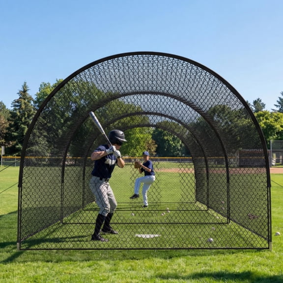 33ft Batting Cage Net with Frame, Multi-Sport Practice Cage for Baseball, Softball & Golf – Use in Backyard or Sports Field
