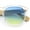 Clear - Blue Yellow, variant on Hipster Mens Keyhole Round Horn Rim Bamboo Wood Arm Retro Sunglasses All Black