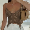 thumbnail image 3 of Débardeur Fille Serré Crop Top Spandex Multicolore Dentelle Femmes Cultures, 3 of 20