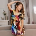 thumbnail image 3 of Logiee Colorful Art Dog Print Nightgowns for Women,Soft Short-Sleeved Lightweight Sleepwear, Loose Sleepshirts, 3 of 6