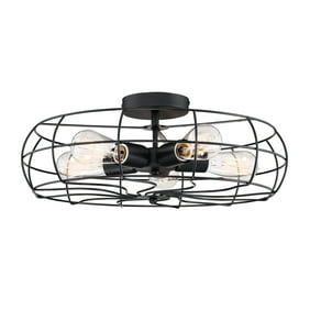 Gymax Industrial Vintage Flush Mount Ceiling Light Metal Hanging Fixture 5 Light