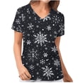 thumbnail image 4 of Pntutb Navidad Moda Mujer Cuello en V Casual Manga corta Impreso Bolsillos Señoras tops Blusa Pntutb Pntutb-5072, 4 of 6