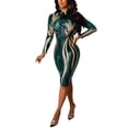 thumbnail image 1 of Minivestido PORRCEY, sexy, con lentejuelas, malla transparente, verde, 1 of 6