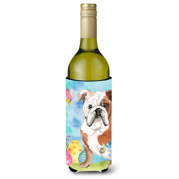 Carolines Treasures BB9626LITERK English Bulldog Easter Wine Bottle Beverge Insulator Hugger  Wine Bottle multicolor