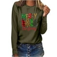 thumbnail image 1 of Tops Navideños Para Mujer, Blusas de Manga Larga, Camiseta Informal Con Cuello Redondo Y Estampado A Cuadros de Feliz Navidad Odeerbi ODB194196, 1 of 7