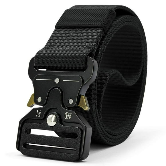 EIGTHTAIL Tactical Belts for Men Military Style Quick Release Metal Buckle Belt 1.5” Heavy-Duty Nylon Riggers Belts for Men Concise and Elegant for Casual Pants Tactical Trousers Bla