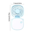 thumbnail image 3 of Handheld Mini Fan with Hanging Rope and Mirror, USB Rechargeable Portable Fan, 3 Speed, Plastic, White/Blue/Pink, Travel Office Home, 1 Pack, 3 of 6