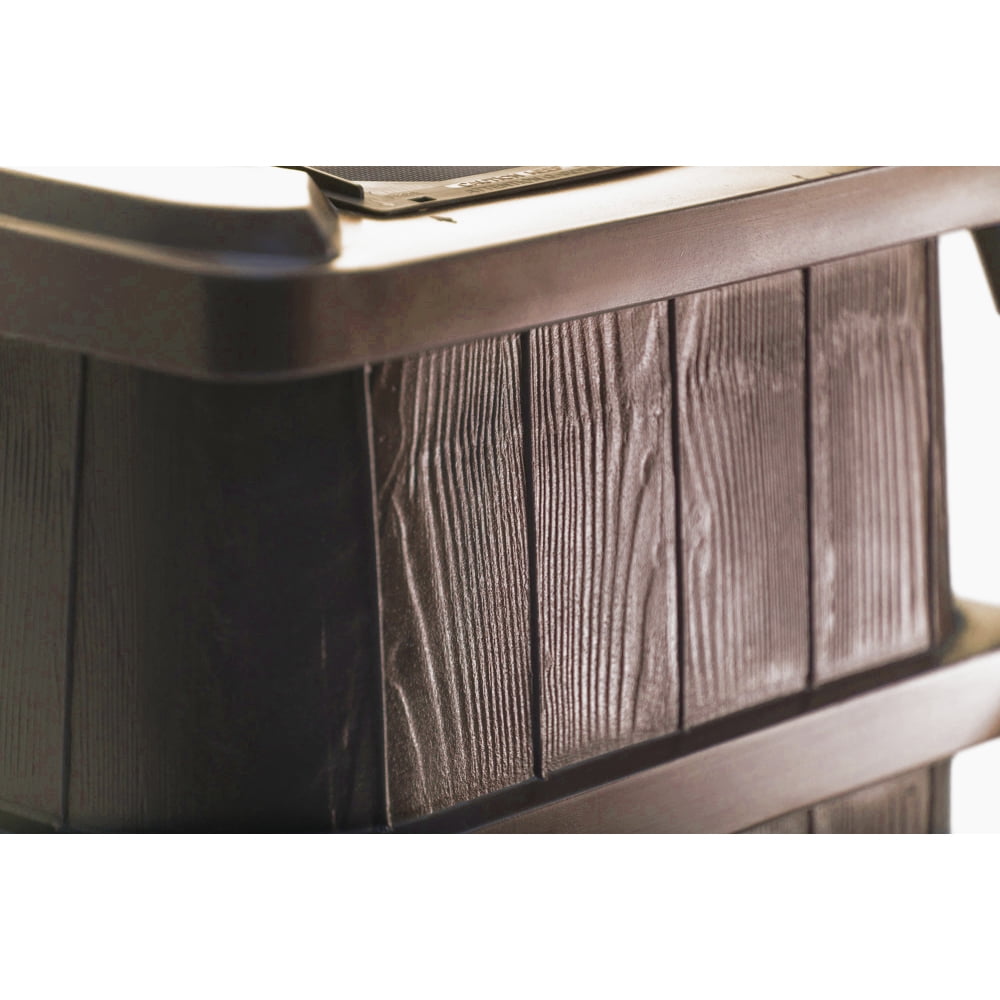 FCMP Outdoor 45 Gal Wood Grain Rain Water Catcher Barrel, Brown (2 Pack)