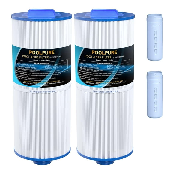 POOLPURE Removable Handle Spa Filter Replaces PJW60TL-OT-F2S, Jacuzzi Prem J300, J400, Unicel 6CH-961, 6541-383, 6540-476, 60 sq.ft Filter Cartr