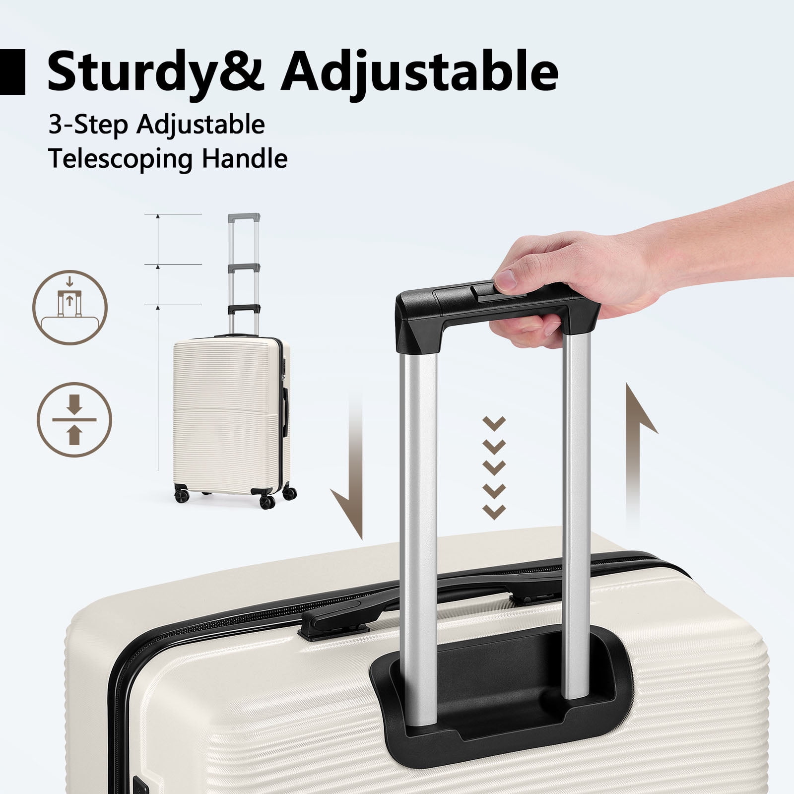Hardside Spinner Luggage Sets in White, 3 Piece, TSA Lock