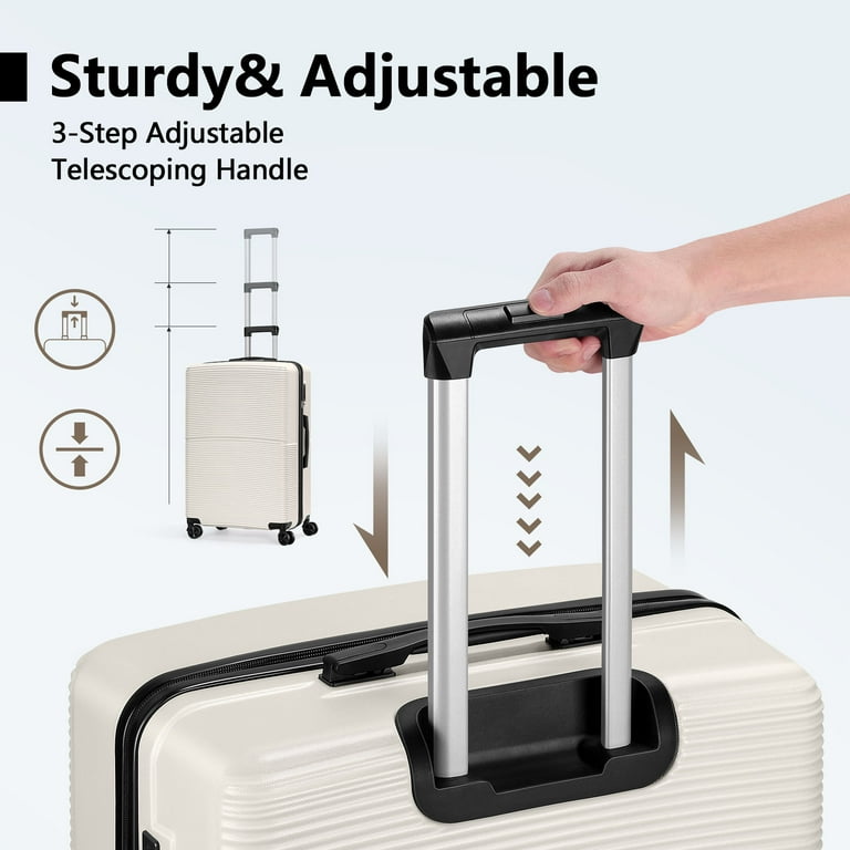 Hikolayae Hardside Spinner Luggage Sets in White, 3 Piece, TSA