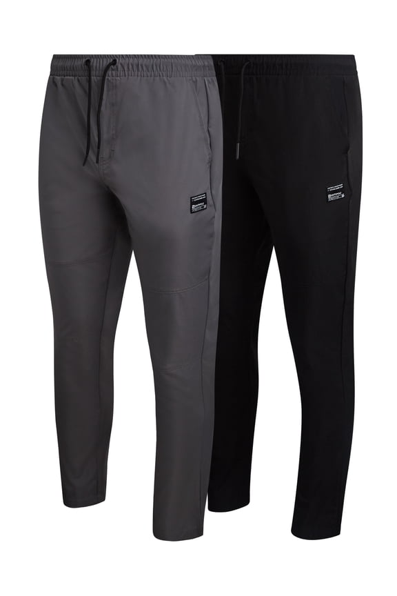 Mens Jogger Pants - 2 Pack Lightweight Stretch Woven Tech Jogger Pants for Men (S-XL)