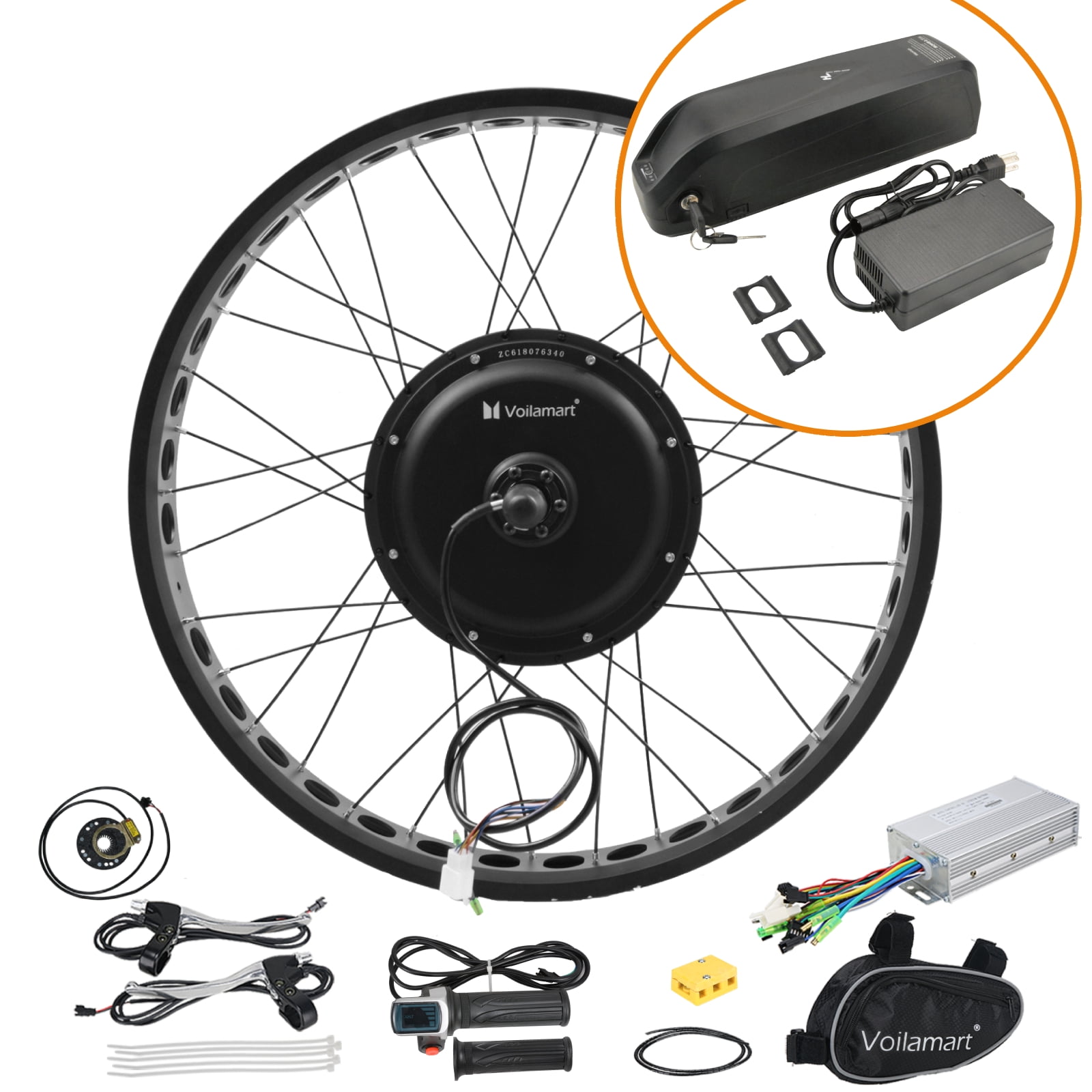 Voilamart 26 Inch 48V 1500W E Bike with 13Ah Battery Fat Tire Electric Bicycle Motor Hub