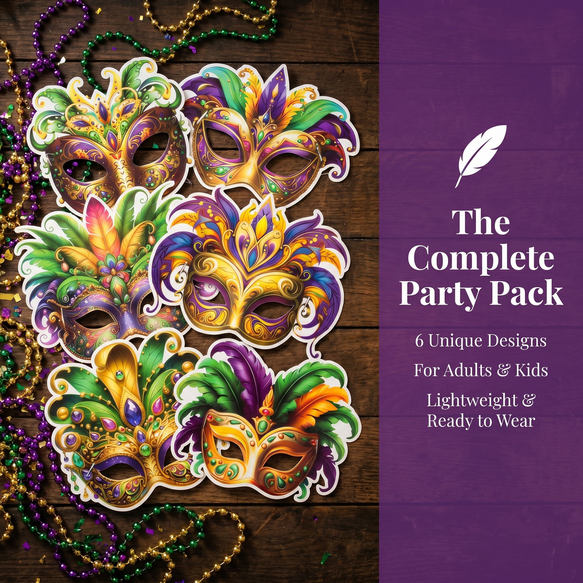Unique Bargains 6-Pack Brazilian Carnival Mask for Mardi Gras Style A Set 7.4" x 5"