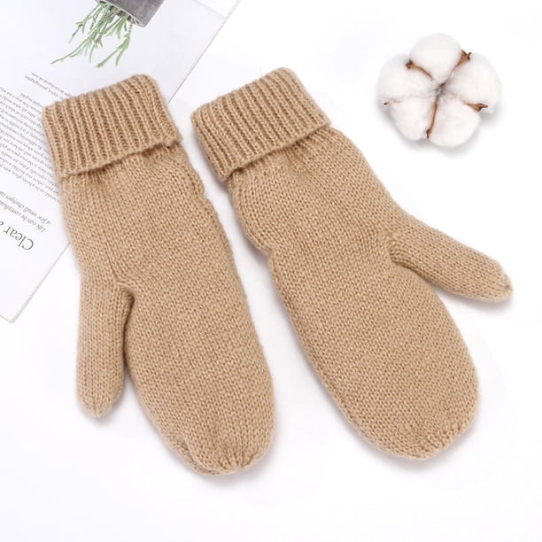 Guantes De Invierno Para Mujer Forro Cálido - Guantes Gruesos De Punto De Lana Acogedora Manoplas (Beige) | Bodega Aurrera En Línea