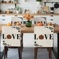 thumbnail image 3 of LOVE Chair Covers Set of 4 Thanksgiving Orange Plaid Pumpkin Leaves Linen Texture Chair Back Covers Stretch Removable Washable Slipcovers Protector for Dining Room Kitchen Party Decor, 3 of 5