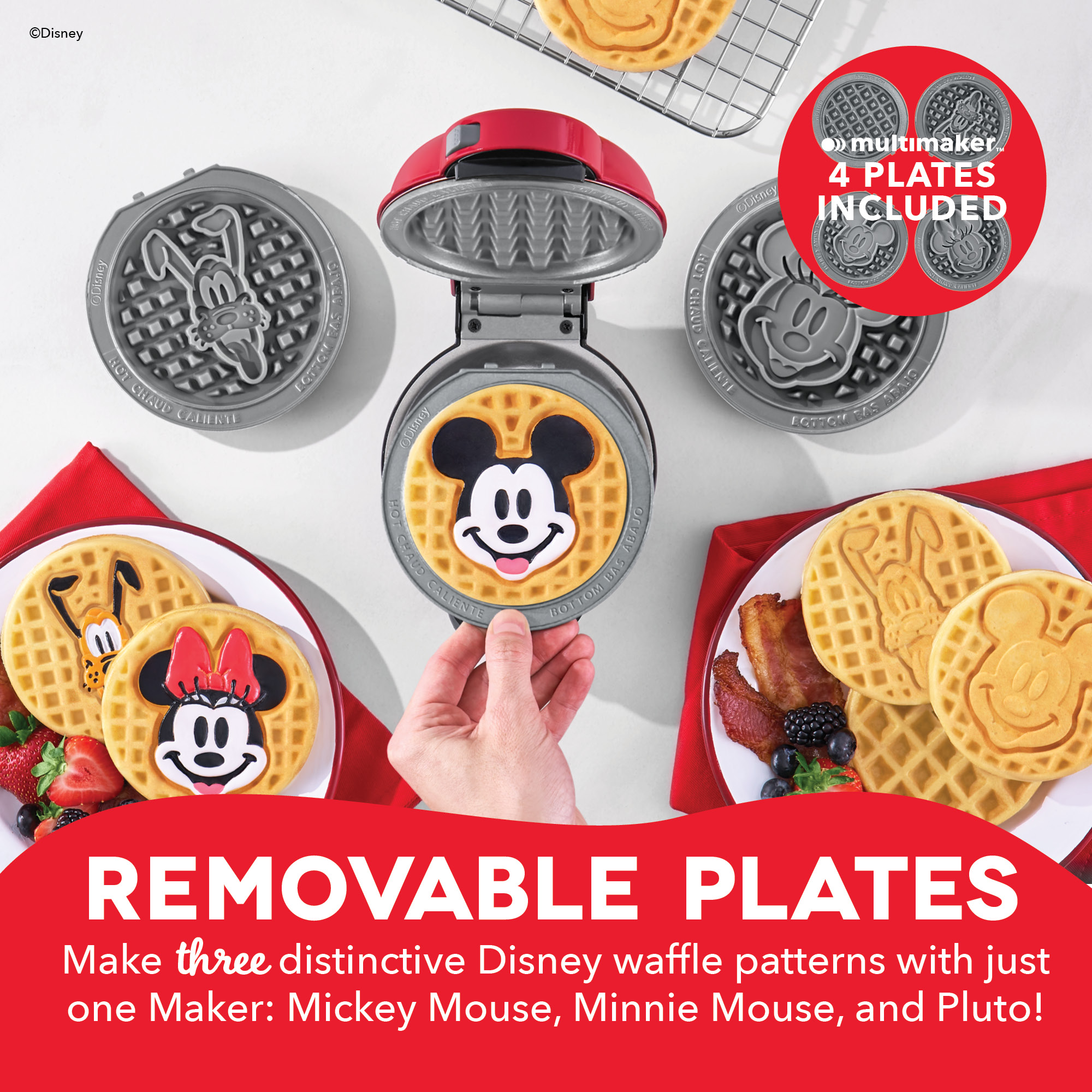 Disney Dash Mickey & Friends Mini Waffle Maker Red photo 2