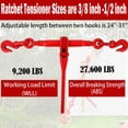 thumbnail image 2 of QinaQin Set of 2 Ratcheting Chains and Binders, 3/8 Inch Load Binder Kit with 10 Feet Chains, 2 of 8