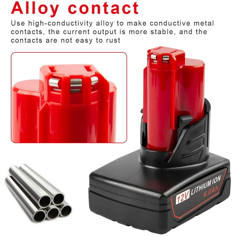 2Pack for M12 6.0Ah Battery for Milwaukee M-12 12V Lithium-Ion