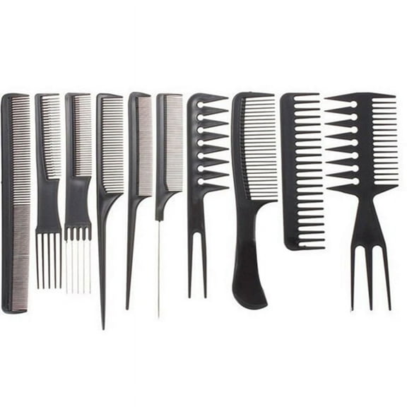 INTSUPERMAI 10Pcs Pro Hair Styling Combs Set Plastic Black Barbers Salon Hair Cutting Combs
