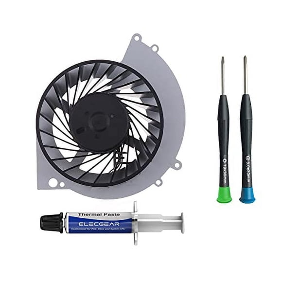 Ventilador de Refrigeración Interno de Repuesto ElecGear para PS4 CUH-1xxx, Disipador de CPU de Playstation 4, Pasta Térmica, Seguridad Torx TR9, Destornillador PH1, Kit de Herramientas de Reparación