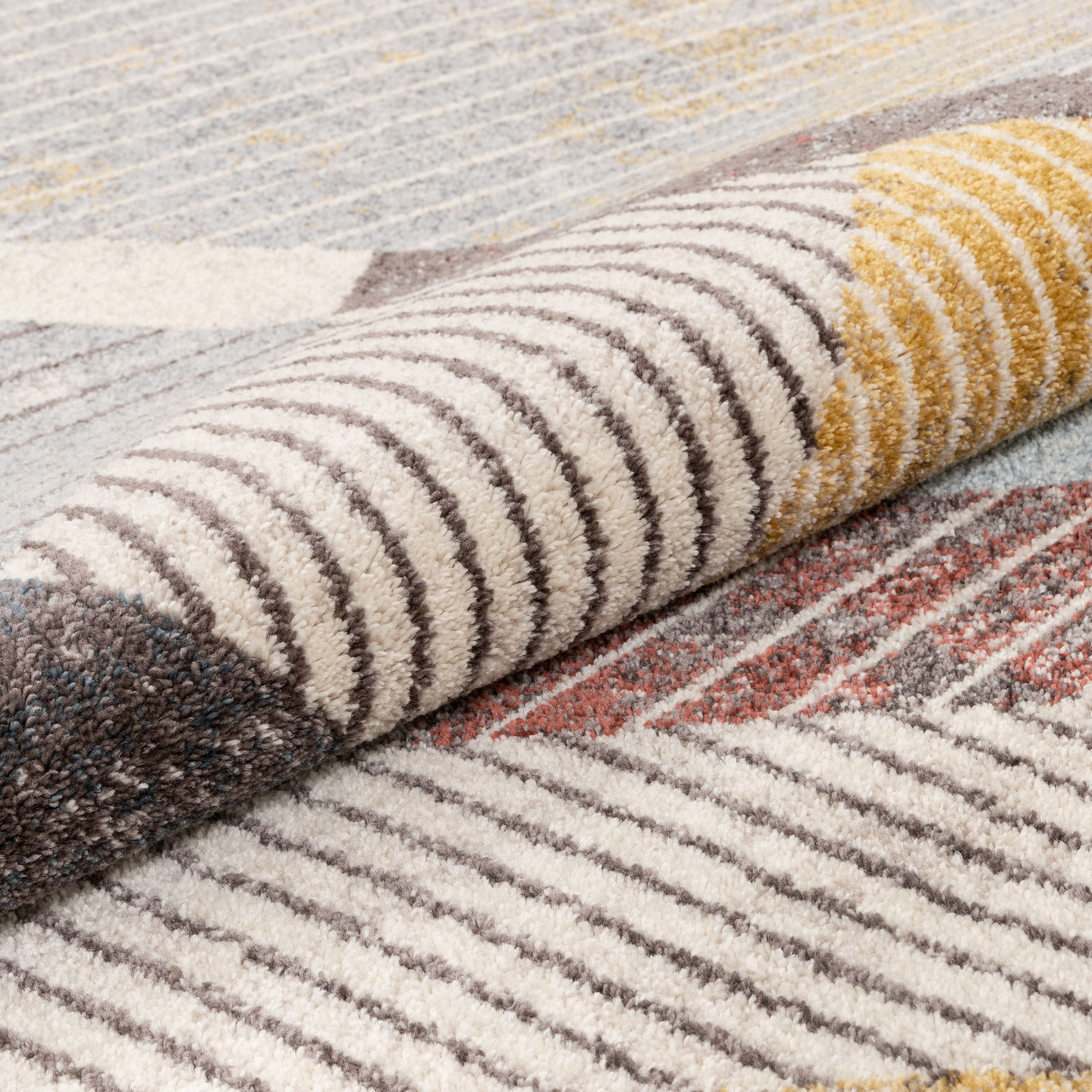 Sydney Jacey Grey Modern Geometric Distressed 5'3" x 7'3" Area Rug