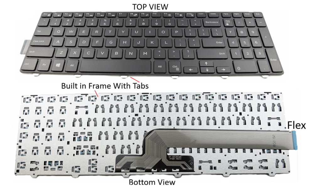 Laptop Replacement Keyboard Compatible with DELL New Inspiron 15R N5110 Black Frame Black （Without Foil ） 
