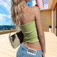thumbnail image 5 of Parte Superior Del Tubo Tops de tubo cortos de ganchillo Top sin mangas con lazo europeo sin mangas (Verde M) Kuymtek para Mujer Verde T XL, 5 of 6