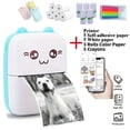 thumbnail image 1 of Mini Portable Bluetooth Thermal Printer, Mobile Photo Pocket Printer, Android/iOS Compatible, 13 Paper Rolls - Blue, 1 of 5