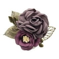 thumbnail image 3 of EHJRE Korean Rose Flower Shawl Brooch Pin Groom Bridal Corsage Brown, 3 of 8