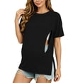 thumbnail image 2 of BRGZLK Womens Breastfeeding Shirts 2026 Hidden Zipper Short Sleeve Oversize Maternity Nursing Tops Trendy Solid Color Side Split Pregnancy T-Shirt Black XL, 2 of 8