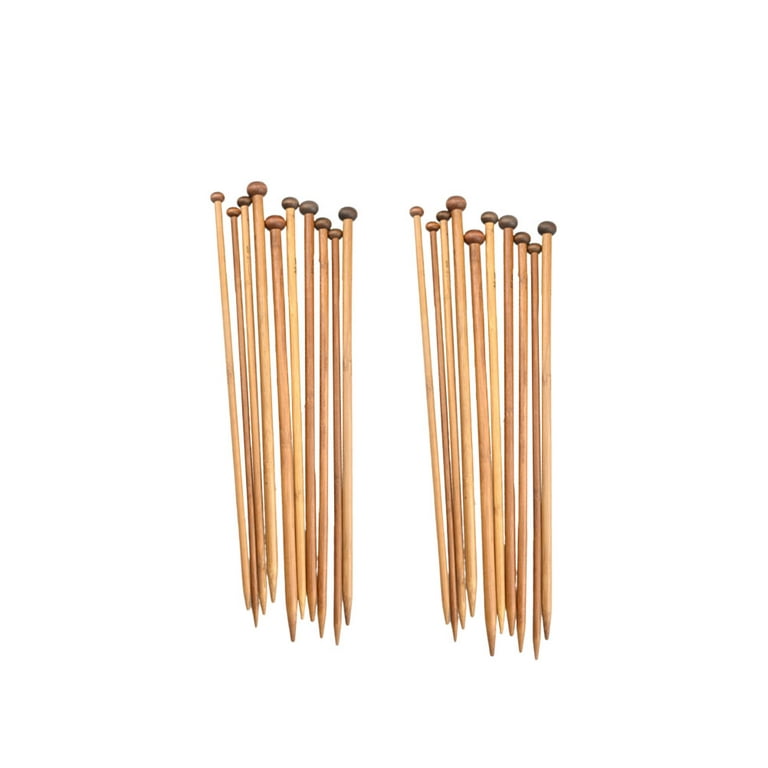 18 Pair 35cm Bamboo Knitting Needles Set Single Pointed Knitting Needles  Handmade Long Sweater Straight Needle Kit for Home DIY Sewing (Deep Yellow)  