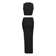 thumbnail image 5 of UJNDER Women's Elegant Long Skirt Suit Set Round Neck Slim Fit Bodycon Dress Outfit Daily Versatile Styling Comfortable Long Skirts for Women Black L, 5 of 5