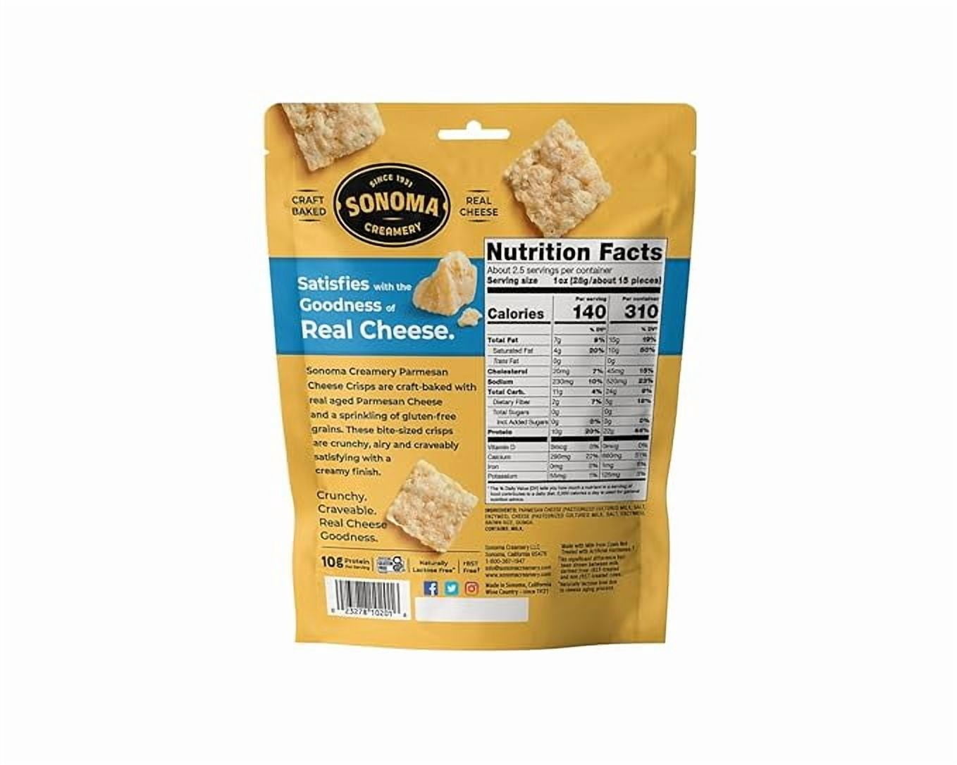 Sonoma Creamery Cheese Crisps, Parmesan, | Savory Snack Cracker | High Protein | Low Carb | Gluten Free | Wheat Free, 2.25 oz (Pack of 6)
